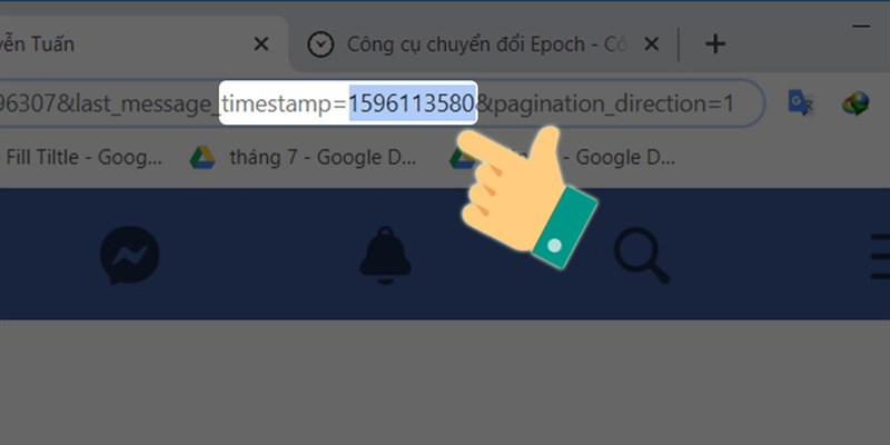 Gắn dãy số timestamp vào đoạn timestamp= trong URL
