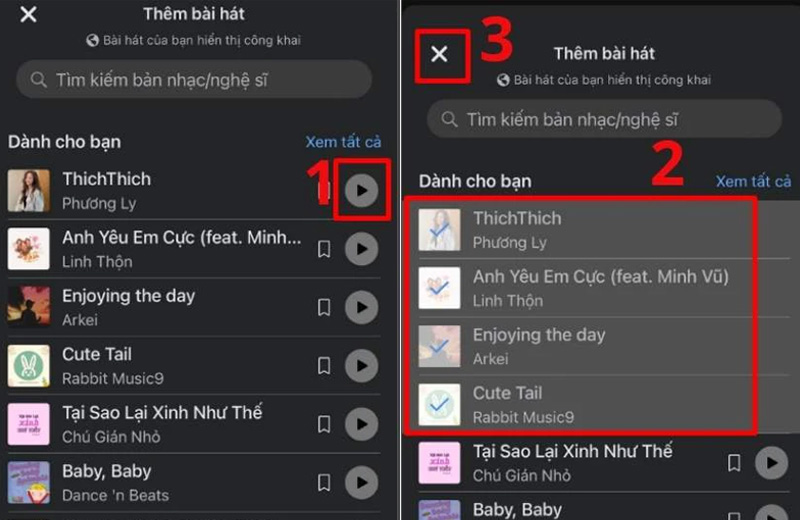 Gõ tên bài hát muốn hiển thị trên hồ sơ cá nhân