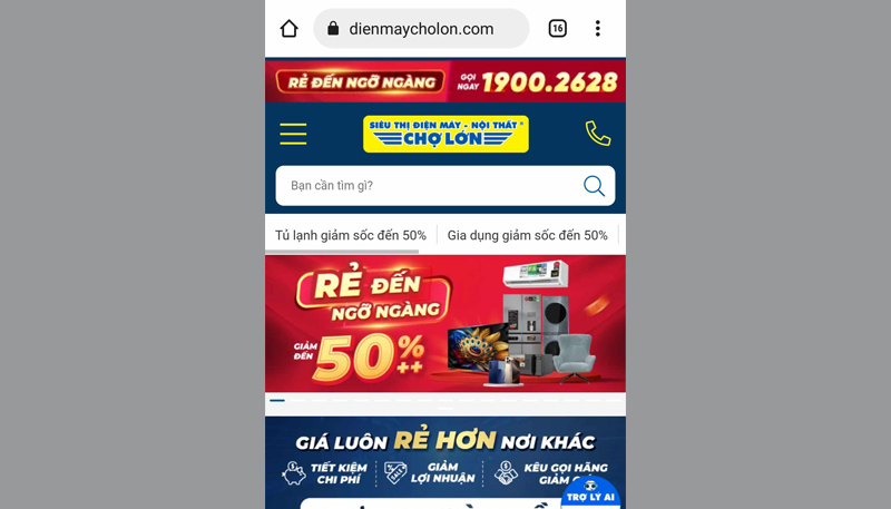 Truy cập vào trang web muốn kiểm tra mã nguồn trên điện thoại Android