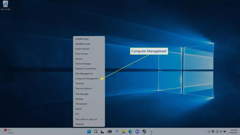 Mở Computer Management