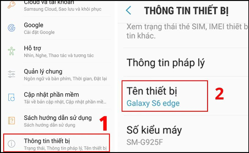 Chọn Cài đặt và nhấn vào mục Thông tin thiết bị 