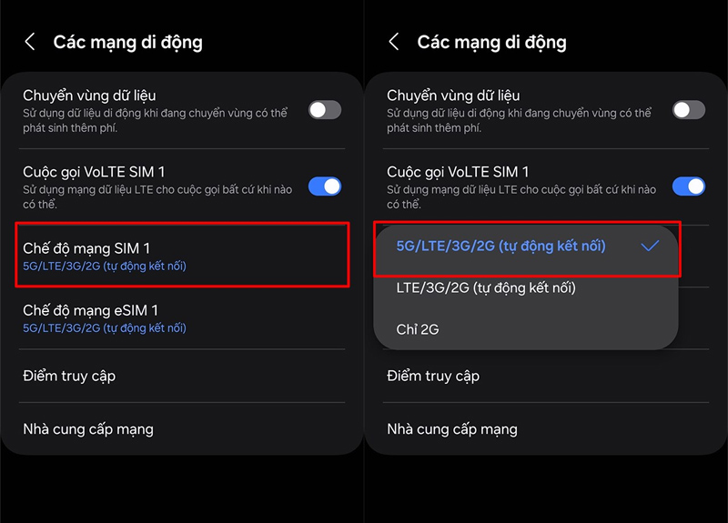 Kiểm tra sim có hỗ trợ 5g không trên điện thoại Android 