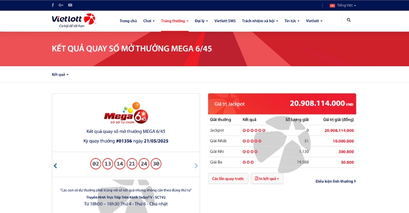 Xem kết quả xổ số Vietlott trên website