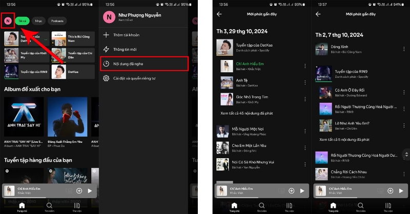 Xem lại lịch sử nghe nhạc trên Spotify