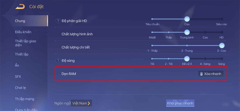 Cách xóa bớt dữ liệu rác trong game Liên Quân Mobile