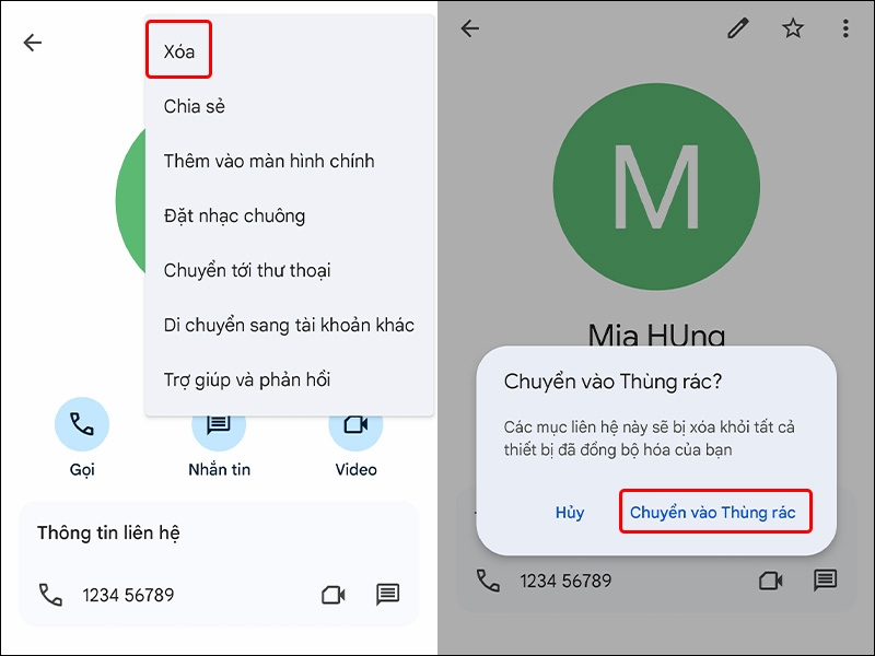 Xóa danh bạ Gmail