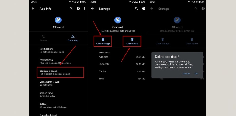 Xóa bộ nhớ cache của bàn phím để sửa lỗi