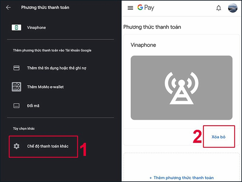 Xóa phương thức thanh toán trên Google Play