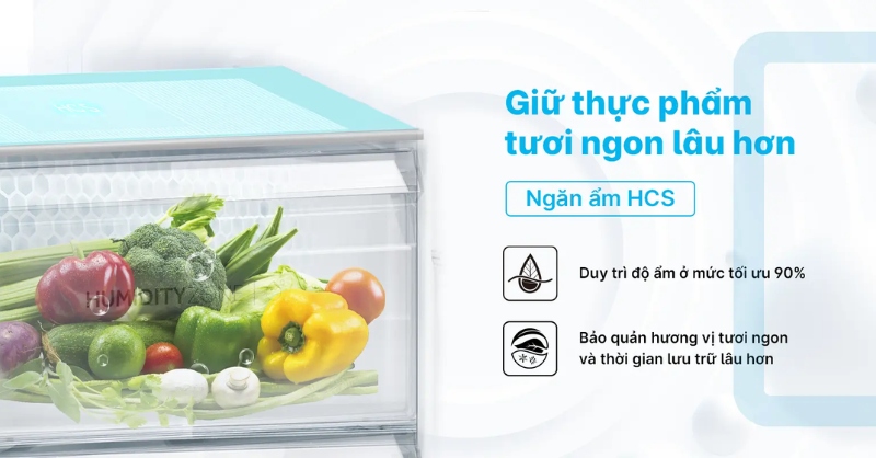 Ngăn ẩm HCS trên tủ lạnh Aqua giữ thực phẩm tươi lâu hơn