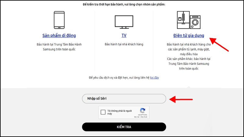 Tra cứu thông tin bảo hành tủ lạnh Samsung trên website