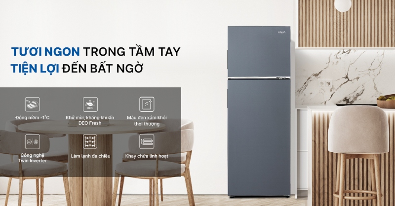 Tủ Lạnh Aqua AQR-T299FA(SL) ngăn đông trên