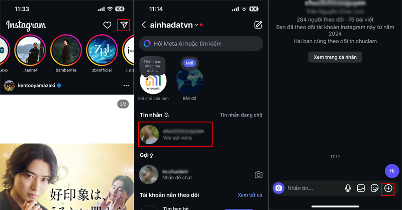 Chọn biểu tượng dấu + trong cuộc trò chuyện muốn vẽ