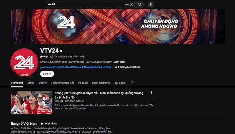 Xem diễu binh 2/9 online qua kênh YouTube 