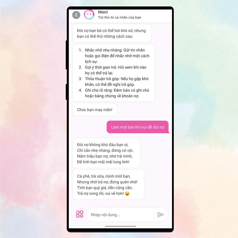 Trò chuyện với AI Moni