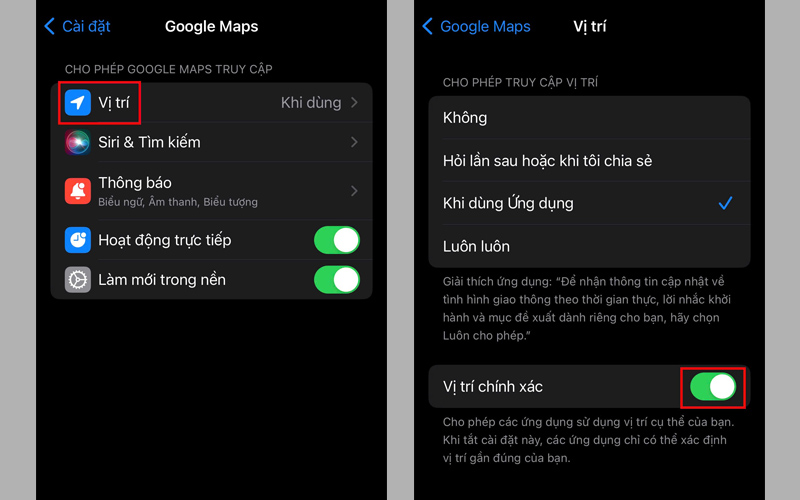 Người dùng nên kích hoạt chế độ Vị trí chính xác trên Google Maps