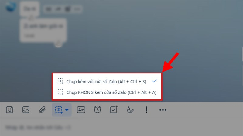 Zalo hỗ trợ 2 kiểu chụp màn hình khác nhau