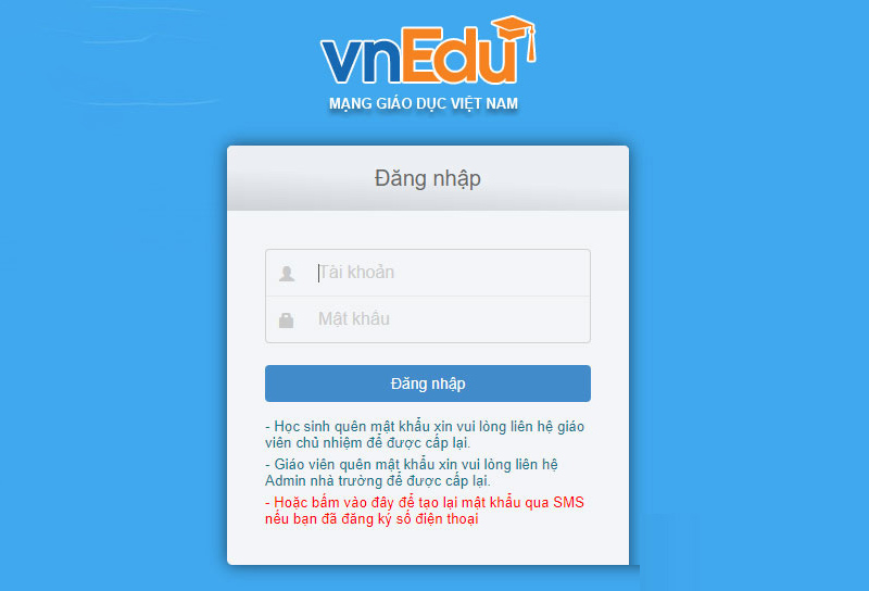 Nhập tài khoản và mật khẩu đã được cấp để đăng nhập như thông thường