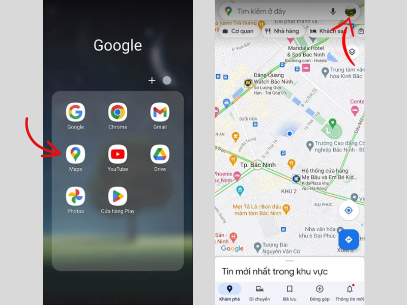 Mở ứng dụng Google Maps