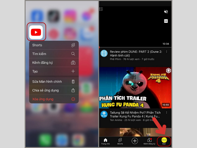Mở ứng dụng Youtube trên điện thoại