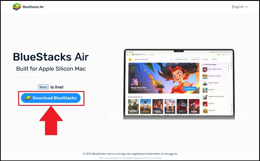 Bắt đầu tải xuống BlueStacks về máy Mac