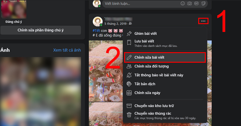 Nhấn biểu tượng dấu 3 chấm, chọn Chỉnh sửa bài viết