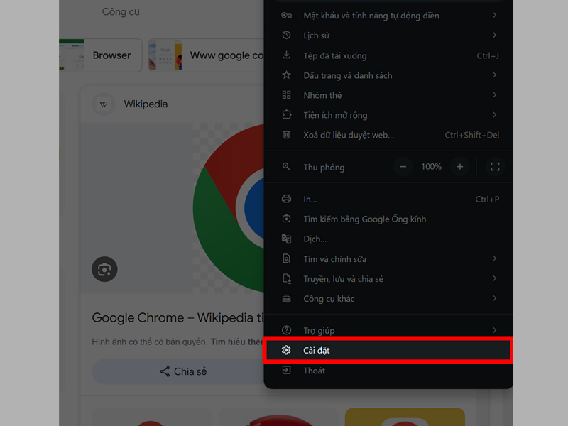 Người dùng mở Cài đặt Chrome sau khi thêm ChatGPT Search