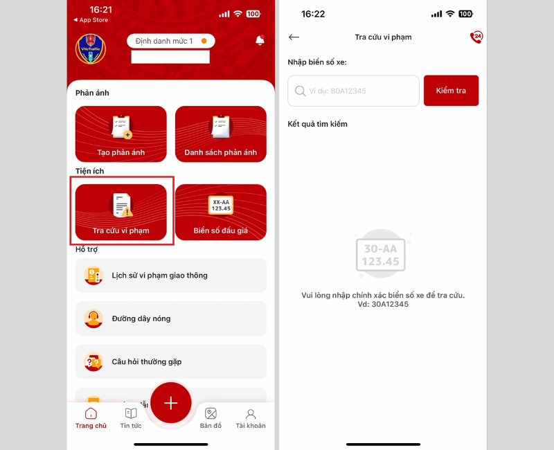 Tra cứu phạt nguội trên ứng dụng VNeTraffic