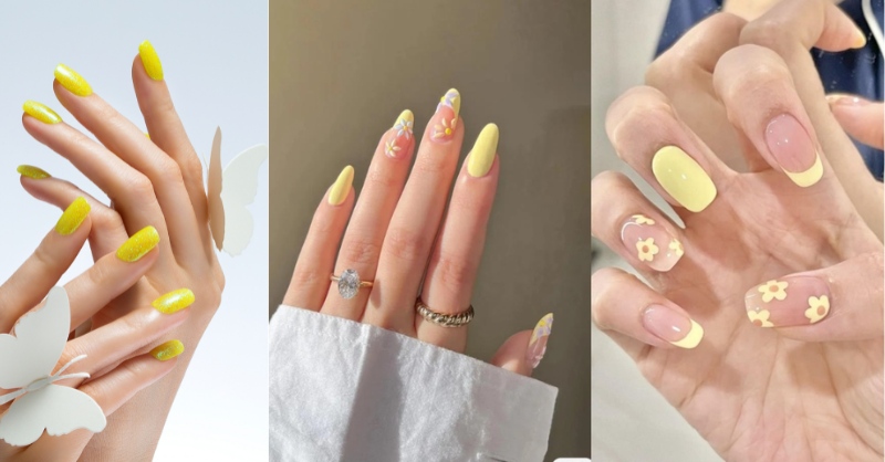 Mẫu nail màu vàng cho ngày Tết