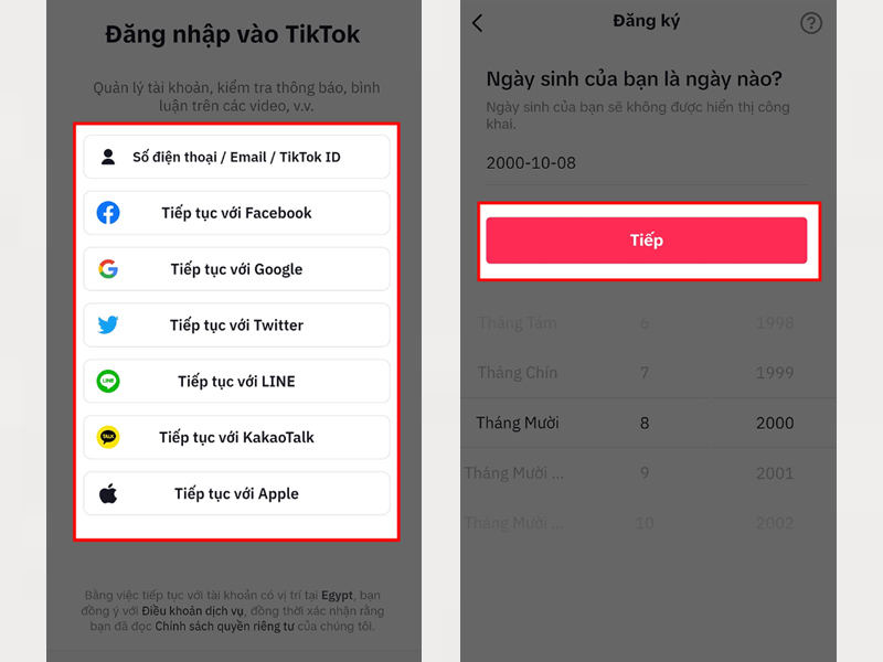 Điền đầy đủ các thông tin theo yêu cầu để đăng ký tài khoản TikTok