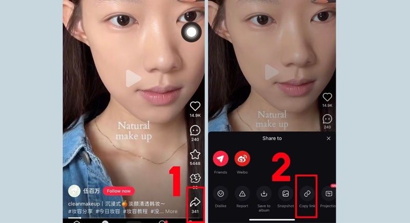 Truy cập vào app Xiaohongshu và sao chép link video muốn tải về