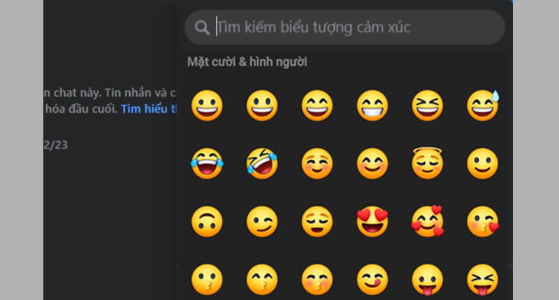 Facebook hỗ trợ tìm kiếm và chèn icon cảm xúc từ bảng chọn emoji