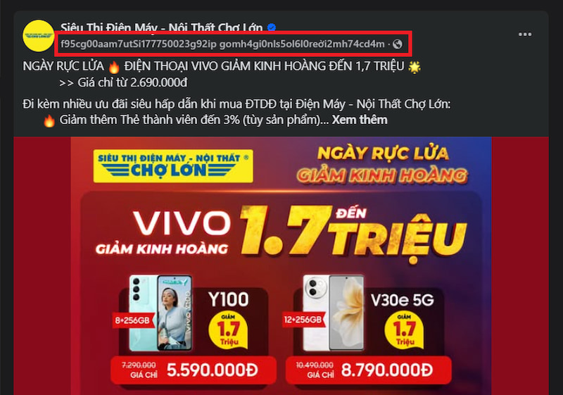 Thời gian bài đăng Facebook chứa các ký tự khó hiểu