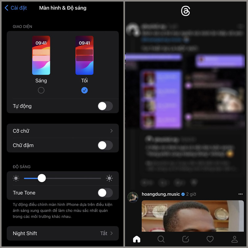 Trải nghiệm nền tảng Threads bằng chế độ tối Dark Mode