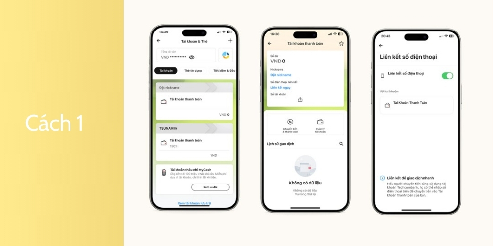 Cách 1 mở số tài khoản ngân hàng Techcombank trùng với số điện thoại