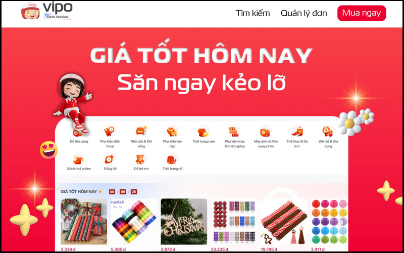 Sàn thương mại điện tử VIPO Mall có giao diện bằng tiếng Việt