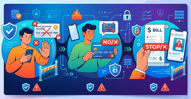 Bảo mật các thông tin về số tài khoản, ảnh thẻ ngân hàng và hóa đơn