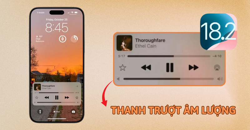 Thanh trượt âm lượng trên màn hình khóa iPhone