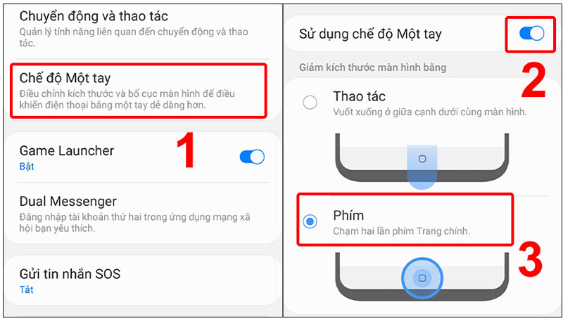 Các bước để bật chế độ một tay trên Samsung