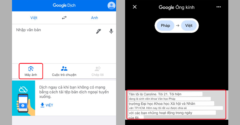 Google dịch cho phép dịch văn bản từ hình ảnh