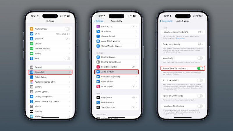 Cách kích hoạt thanh trượt âm lượng trên iOS 18.2