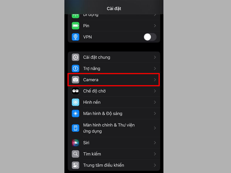 Khởi chạy ứng dụng Cài đặt, sau đó chọn Camera