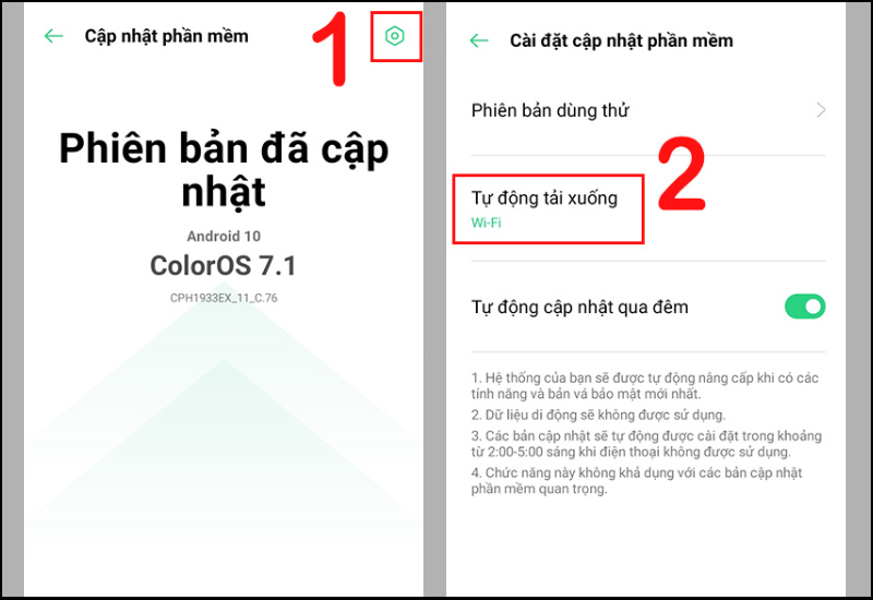 Nhấn vào biểu tượng Cài đặt, chọn Tự động tải xuống