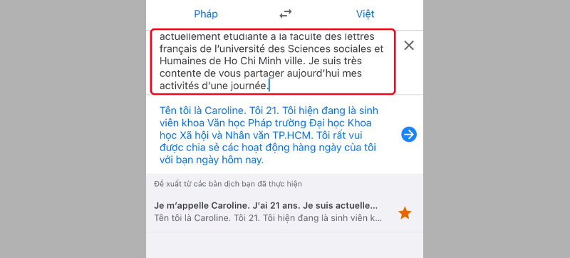 Google dịch sẽ hiển thị ngay lập tức kết quả dịch dựa trên yêu cầu