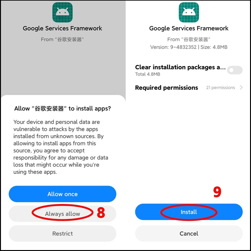 Cài đặt Google Services Framework cho điện thoại Xiaomi