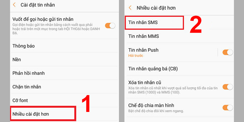 Người dùng chọn Tin nhắn SMS