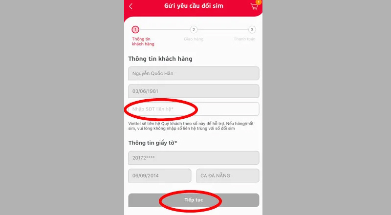 Nhập số điện thoại và chọn Tiếp tục
