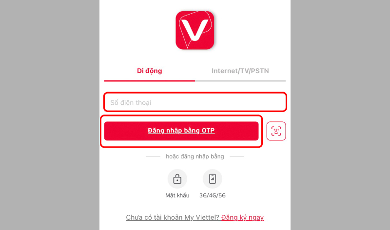 Tải ứng dụng My Viettel về điện thoại và đăng nhập bằng OTP