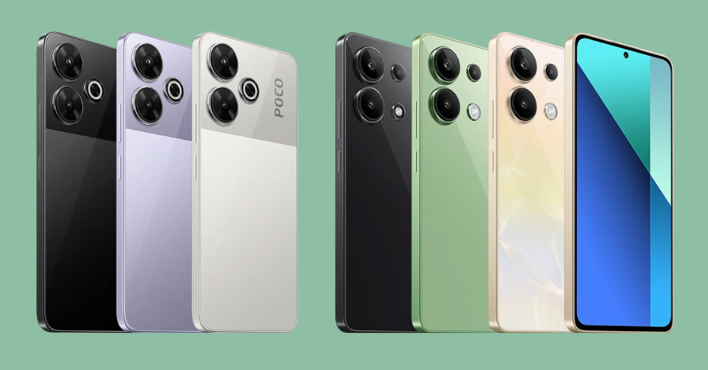 Các phiên bản màu của Xiaomi POCO M6 và Redmi Note 13 