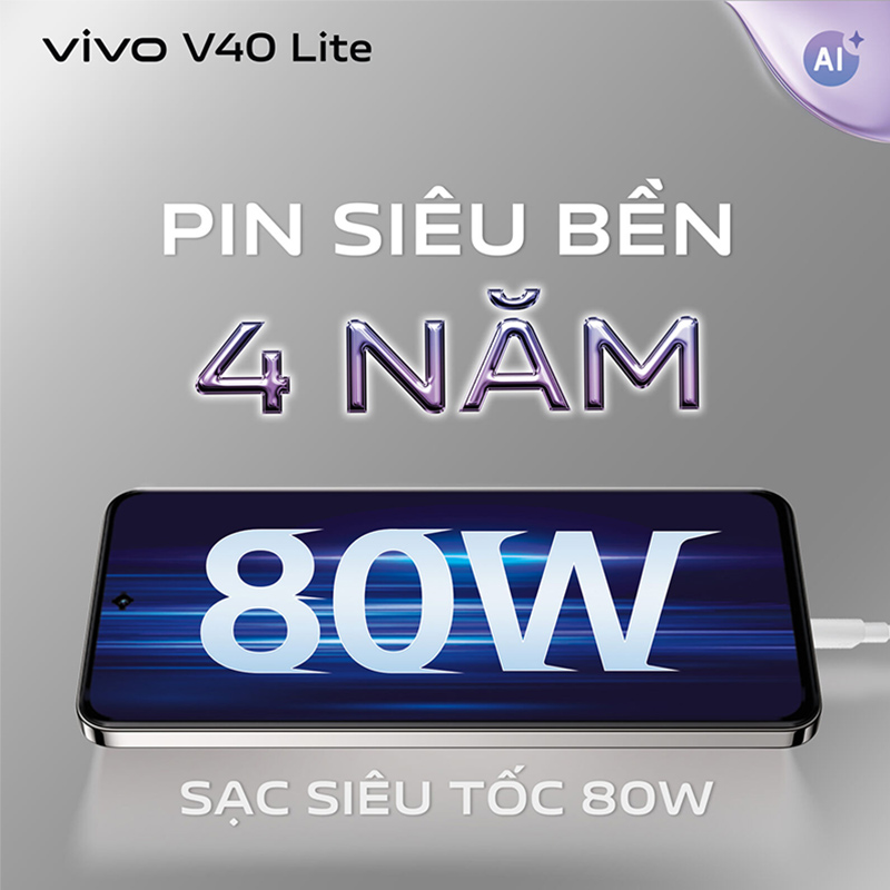 Vivo V40 Lite sở hữu viên pin dung lượng lớn