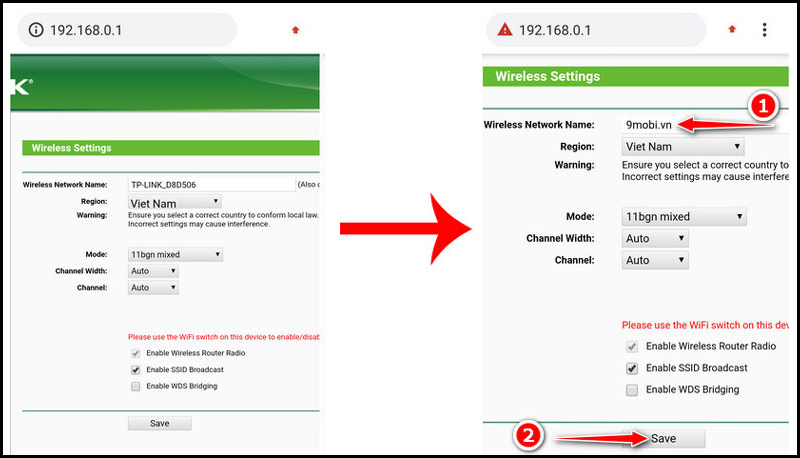 Đổi tên WiFi mong muốn tại mục Wireless Network Name